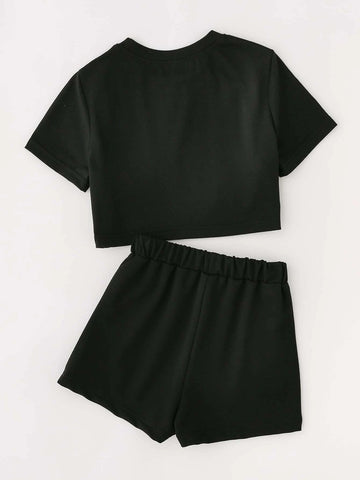 Girls Letter Graphic Tee & Shorts