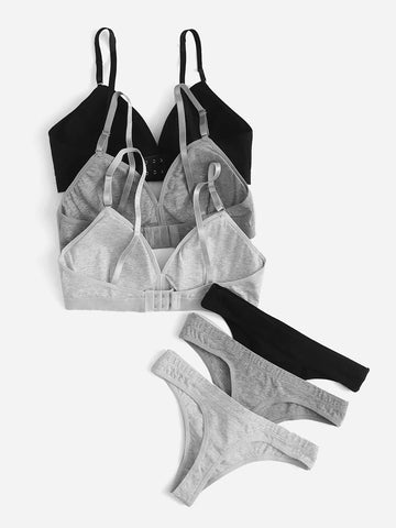 3pack Solid Lingerie Set