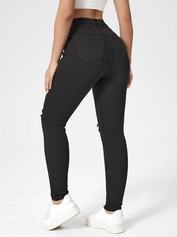 High Waist Ripped Skinny Jeans