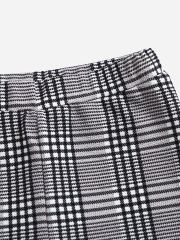 Girls Lettuce Trim Top & Plaid Pants