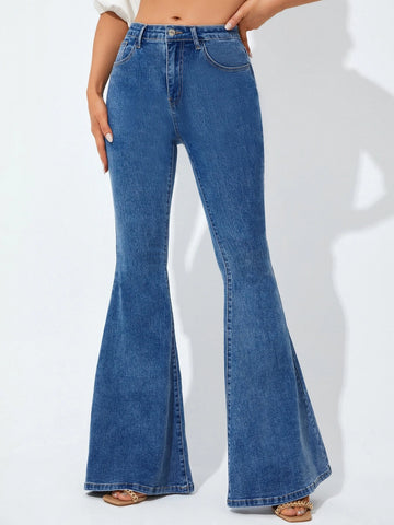 Floral Embroidery Flare Leg Jeans