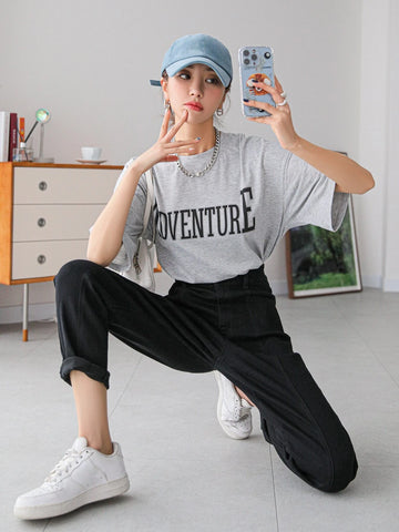 DAZY High Waist Solid Tapered Jeans