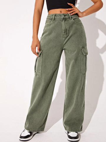 Flap Pocket Cargo Jeans