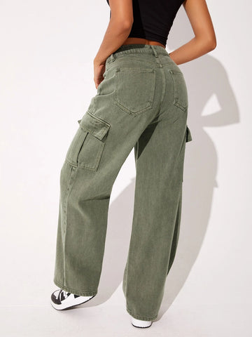 Flap Pocket Cargo Jeans