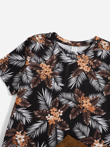 Boys Floral Tee & Drawstring Shorts Set