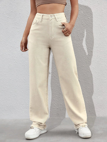 Zipper Fly Raw Hem Boyfriend Jeans