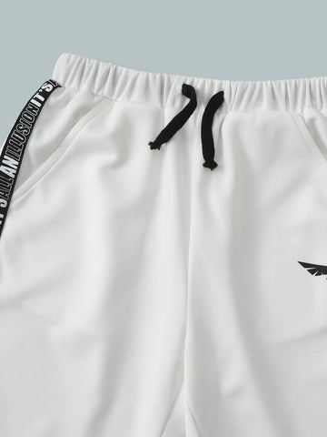 Boys Slogan Tape Tee & Drawstring Waist Shorts