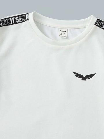 Boys Slogan Tape Tee & Drawstring Waist Shorts