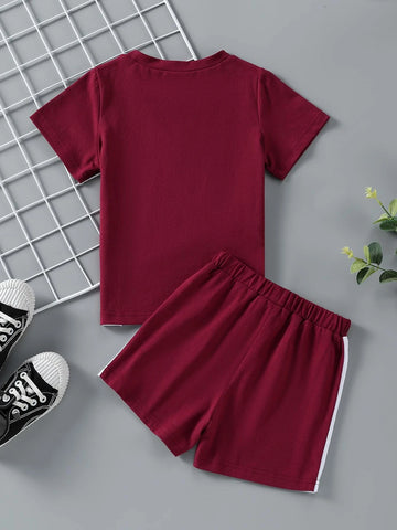 Toddler Boys Color Block Letter Graphic Tee & Shorts
