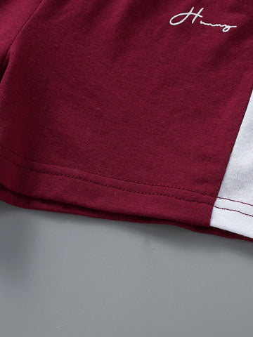 Toddler Boys Color Block Letter Graphic Tee & Shorts