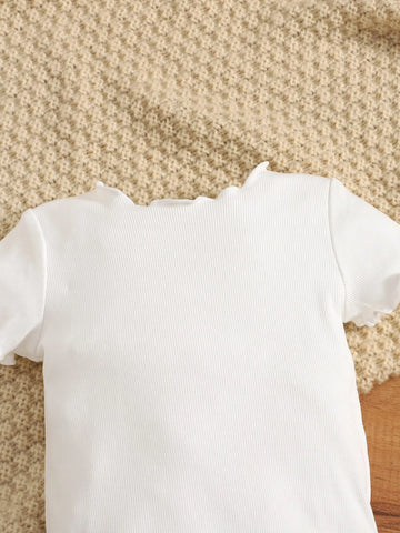 Baby Solid Lettuce Trim Rib-Knit Top