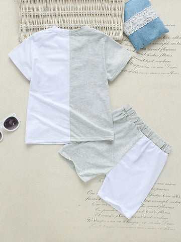Toddler Boys Number Print Two Tone Tee & Shorts