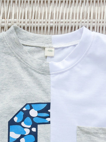Toddler Boys Number Print Two Tone Tee & Shorts