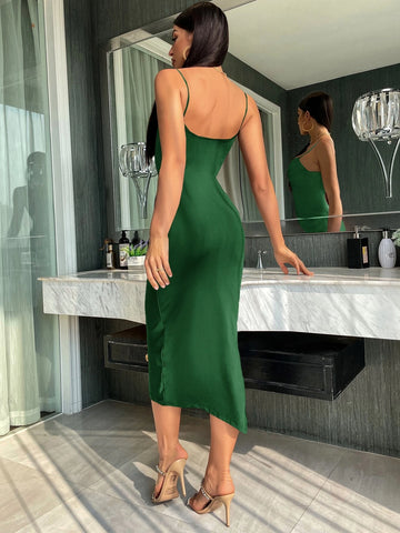 SXY Solid Ruched Bodycon Dress