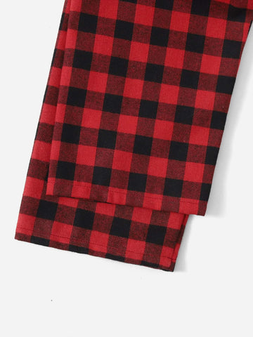 3pcs Tartan & Gingham Print Sleep Pants
