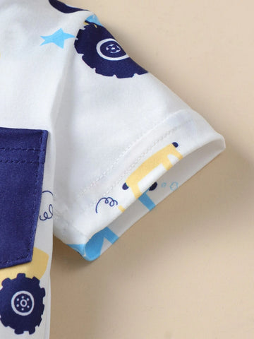 Baby Cartoon Graphic Button Romper