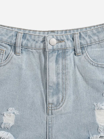Teen Girls Ripped Raw Hem Denim Shorts