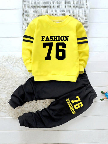 Toddler Boys Letter Graphic Sweatshirt With Sweatpants
