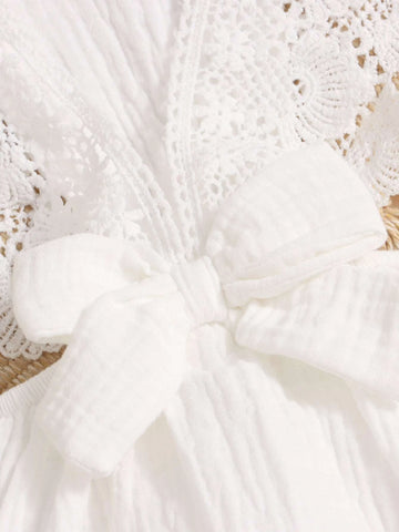 Baby Scallop Lace Trim Bow Back Dress