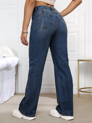 High Waist Solid Jeans