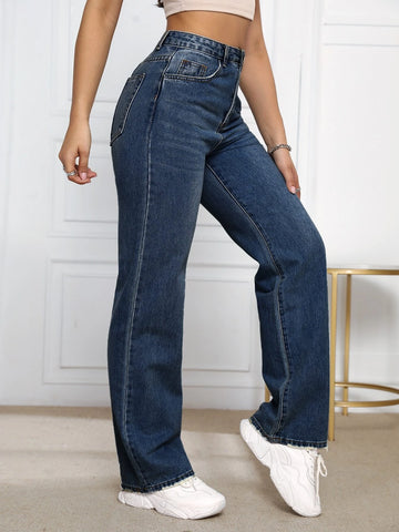 High Waist Solid Jeans