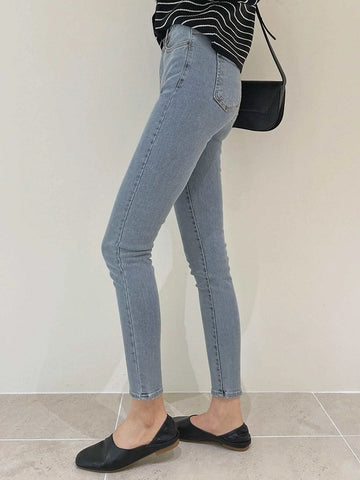 DAZY Solid High Waist Skinny Jeans