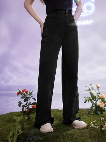 ROMWE Solid Straight Leg Jeans