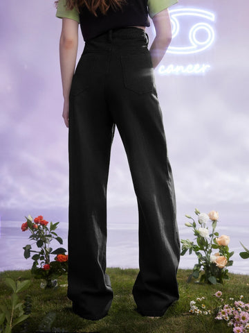 ROMWE Solid Straight Leg Jeans
