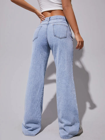 Butterfly Print Wide Leg Jeans