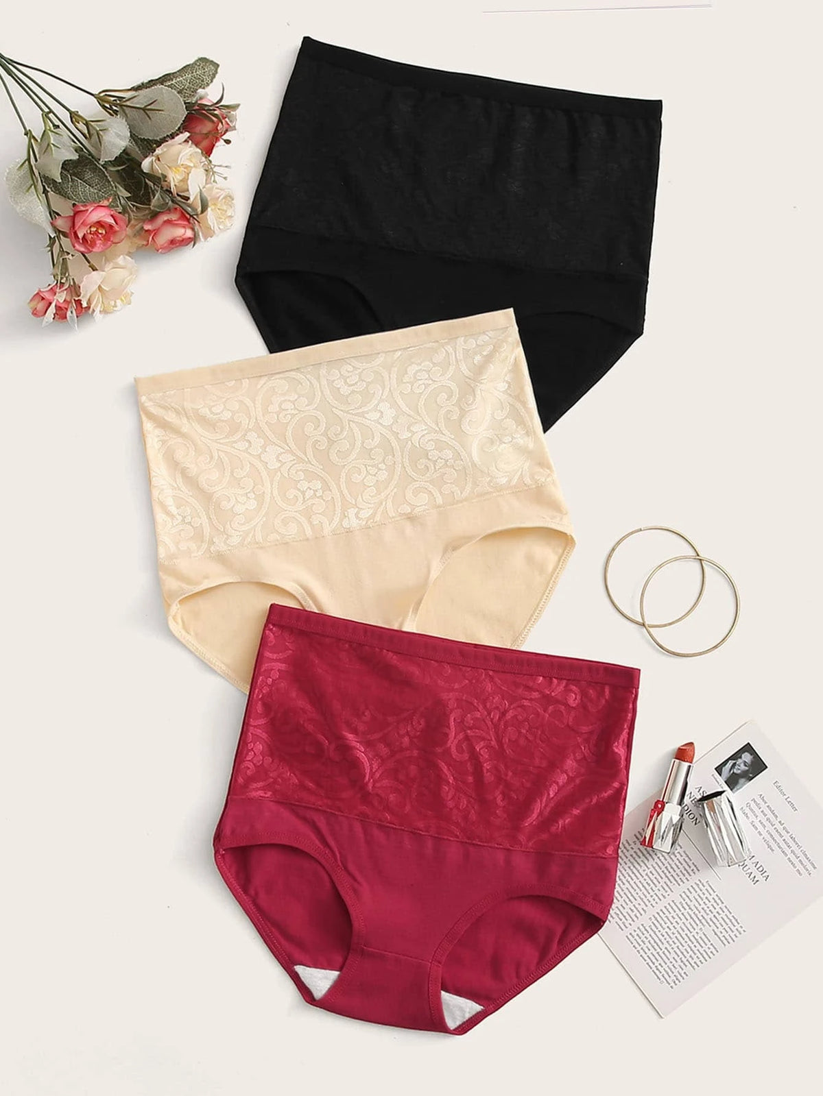3pack Floral High Waist Panty Set