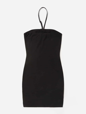 Teen Girls Ruched Bust Halter Dress