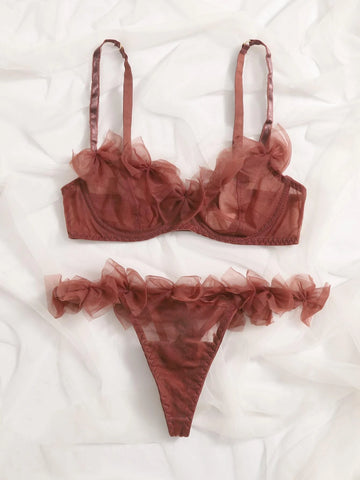 Sheer Mesh Underwire Lingerie Set