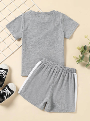 Toddler Boys Color Block Letter Graphic Tee & Shorts