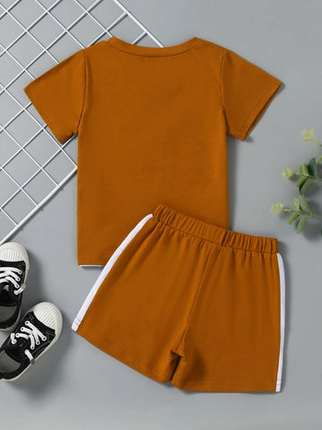 Toddler Boys Color Block Letter Graphic Tee & Shorts
