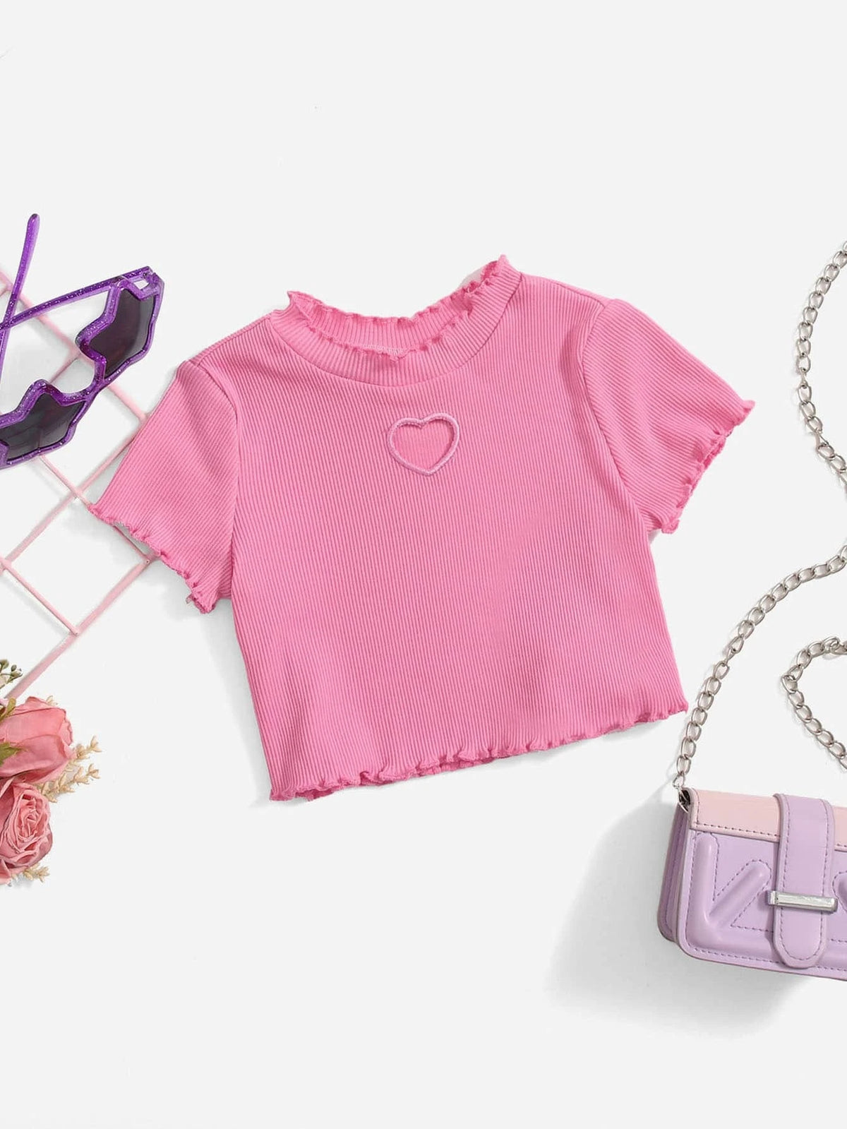 Baby Heart Cut Out Lettuce Trim Top
