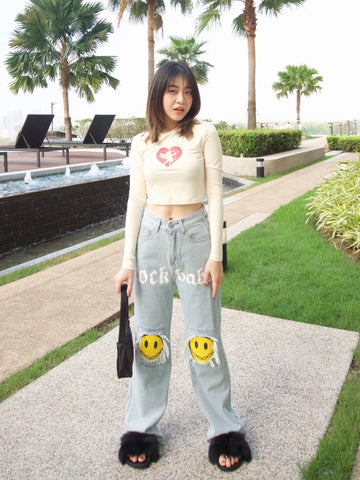 Letter & Figure Graphic Jeans