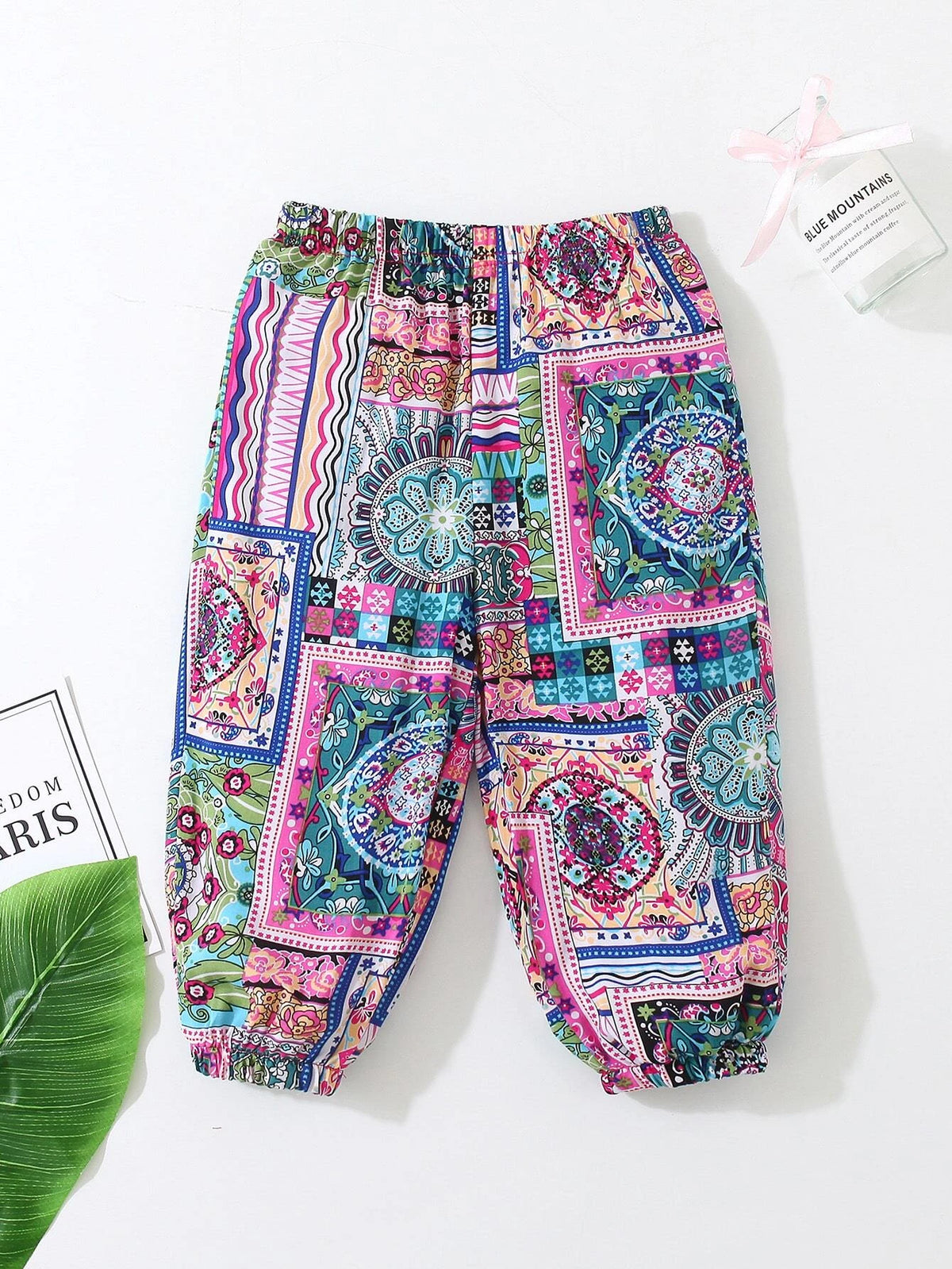 Baby Scarf And Floral Print Jogger Pants