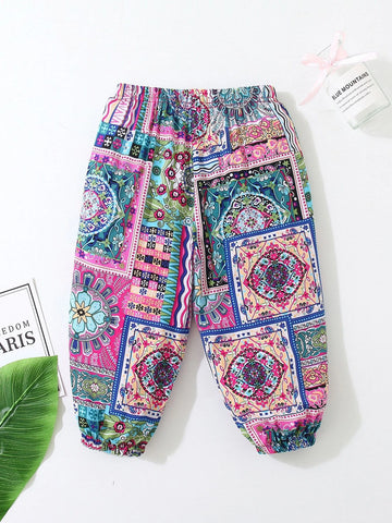 Baby Scarf And Floral Print Jogger Pants
