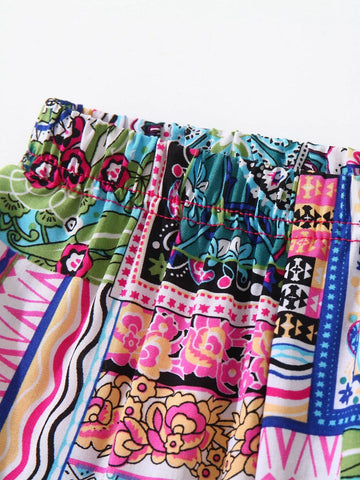 Baby Scarf And Floral Print Jogger Pants