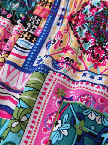 Baby Scarf And Floral Print Jogger Pants
