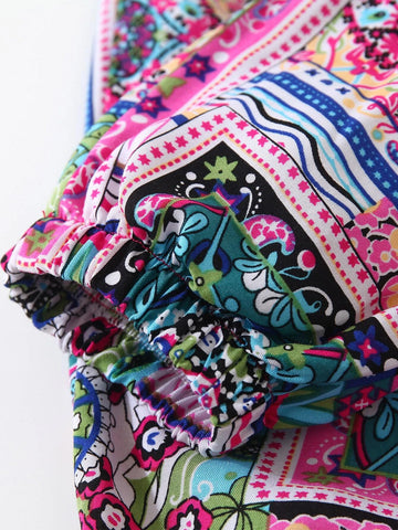 Baby Scarf And Floral Print Jogger Pants