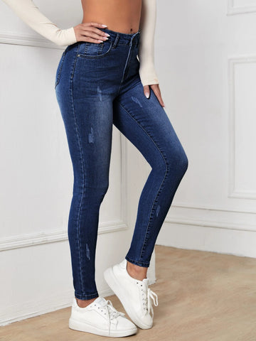 High Waisted Zip Up Skinny Jeans