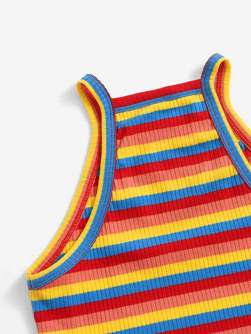 Teen Girls Block Striped Halter Top