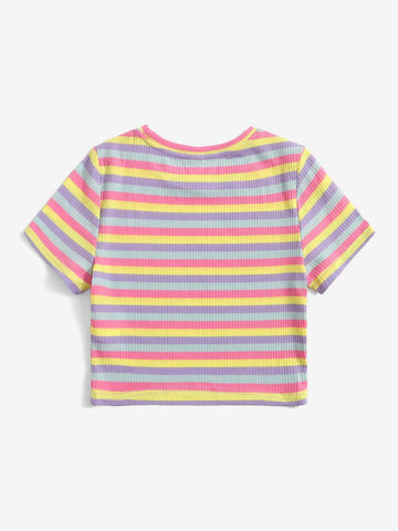 Teen Girls Colorful Striped Tee