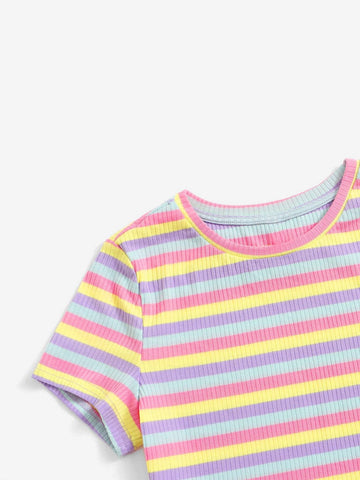 Teen Girls Colorful Striped Tee