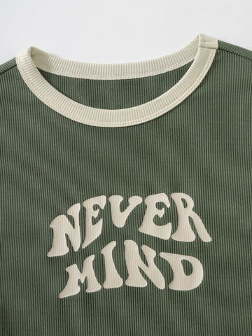Slogan Graphic Contrast Trim Bodysuit