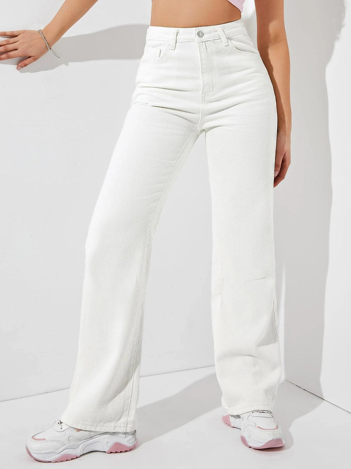 High Waist Solid Jeans