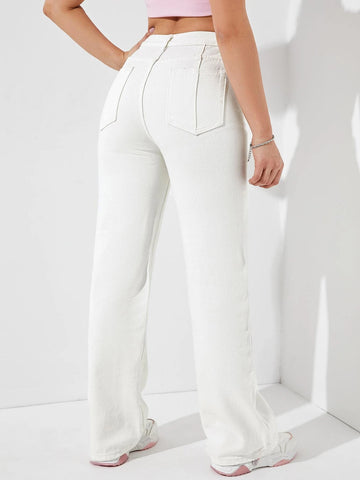 High Waist Solid Jeans