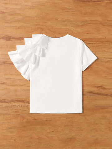 Teen Girls Solid Layered Sleeve Tee