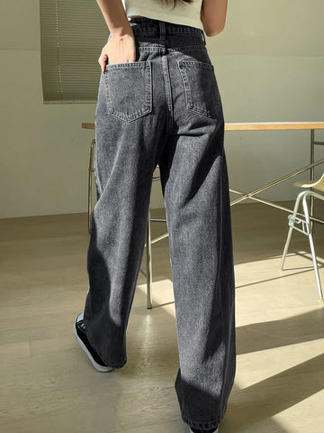 DAZY High Waist Washed Wide Leg Jeans